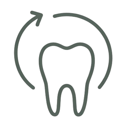 Tooth with circular arrow icon