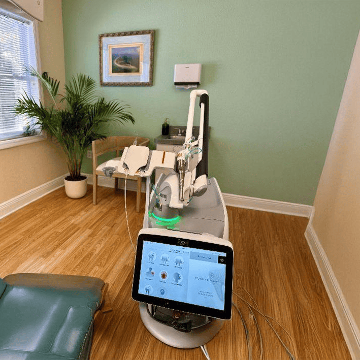 Medical laser machine in cozy treatment room